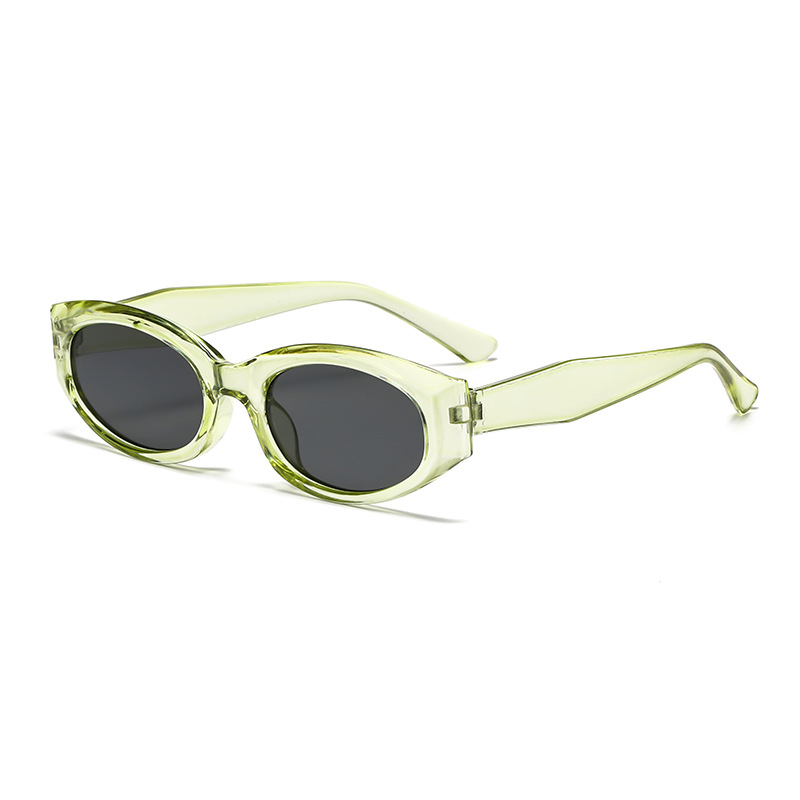 Fashion Translucent Green Oval Small Frame Sunglasses