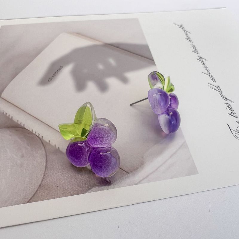 Fashion Grape Resin Fruit Earrings