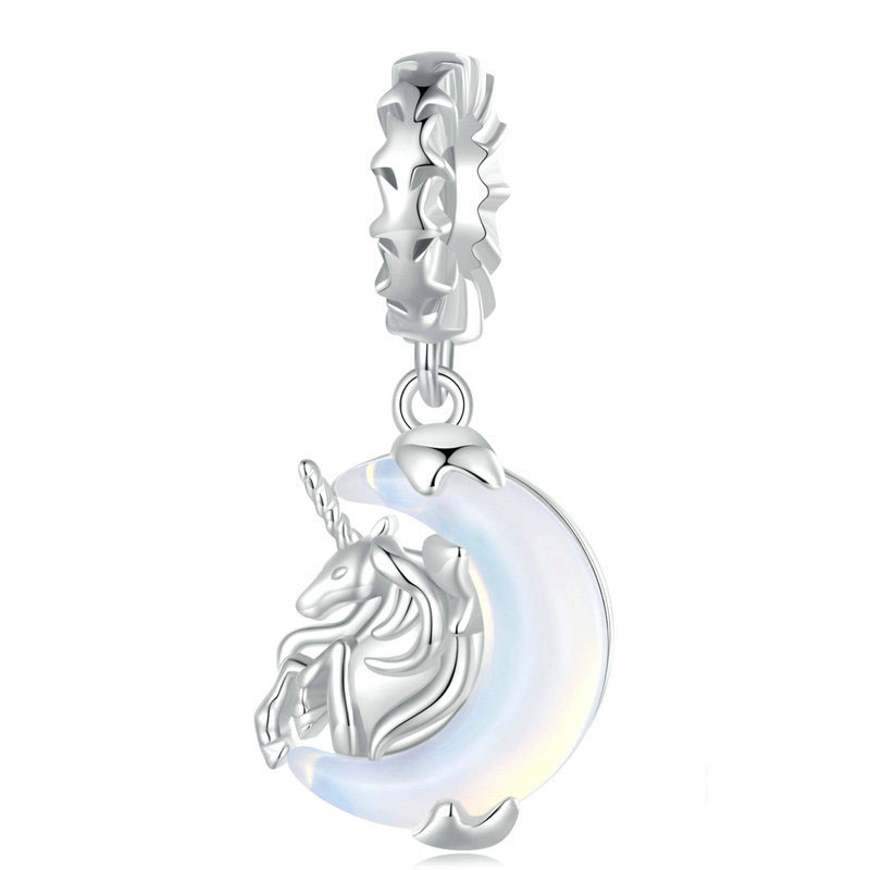Fashion Silver Silver Moon Unicorn Diy Pendant