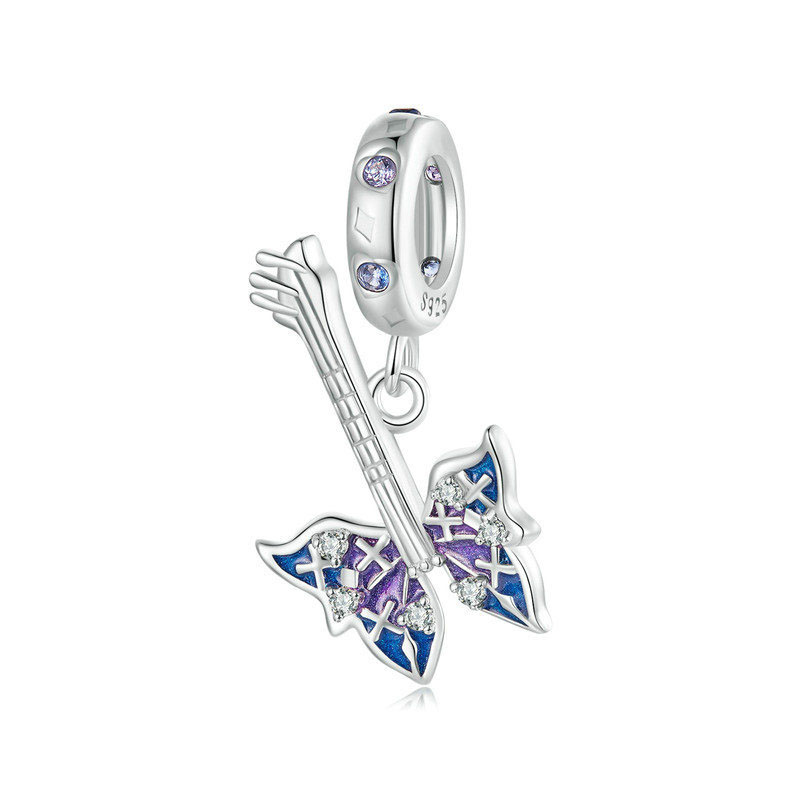 Fashion Silver Silver Diamond Butterfly Bass Pendant Accessory