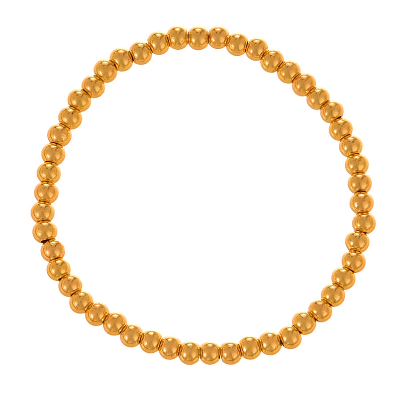 Fashion Gold Copper Beaded Elastic Bracelet (3mm)