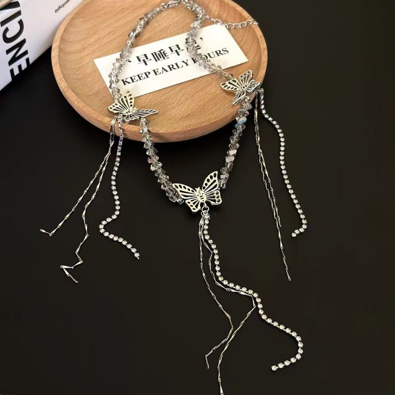 Fashion Silver Alloy Hollow Butterfly Necklace
