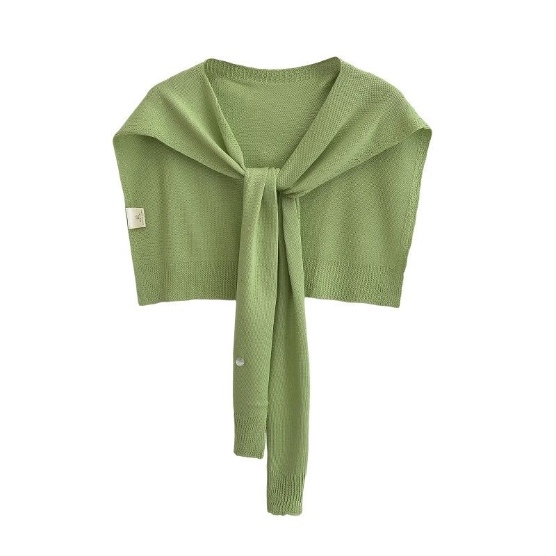Fashion Avocado Green Solid Color Knitted Shawl