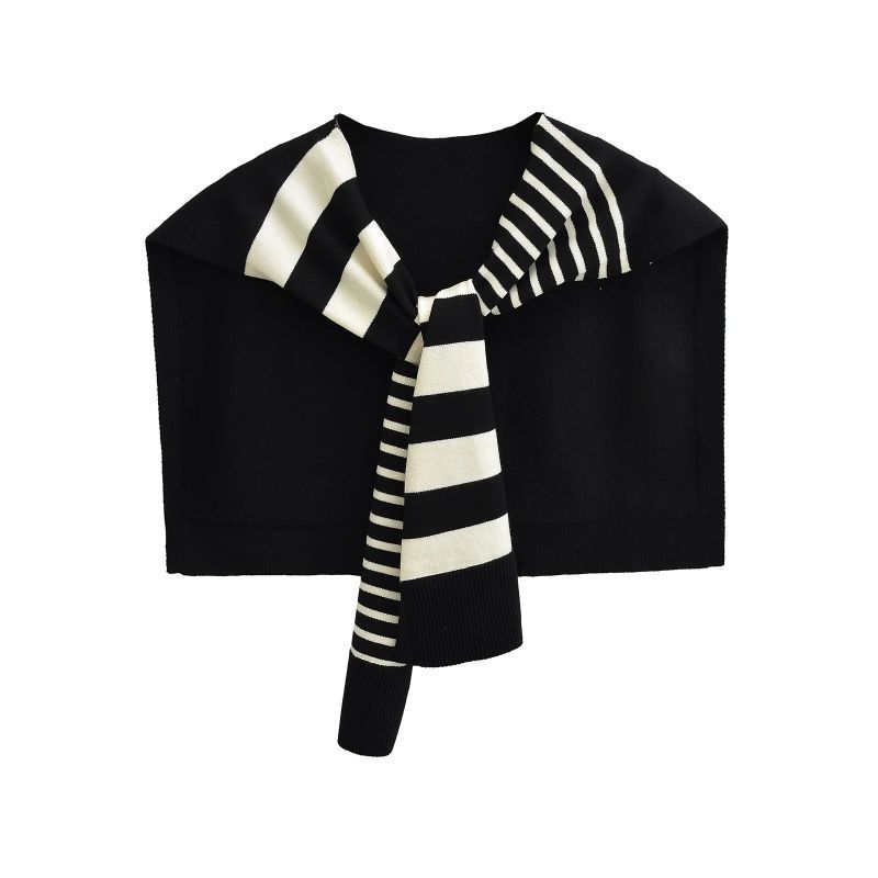 Fashion Black Striped Knitted Shawl