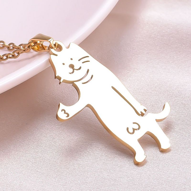 Fashion Gold---necklace Stainless Steel Cat Necklace