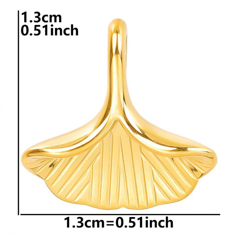 Fashion Gold Stainless Steel Ginkgo Leaf Pendant
