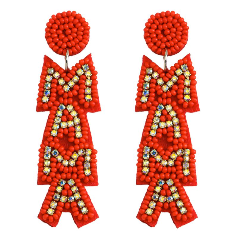 Fashion Mama Style Rice Bead Letter Earrings