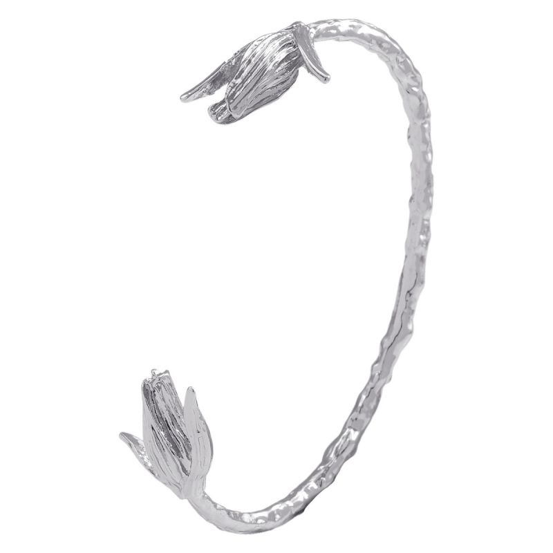 Fashion Silver Flower Open Bracelet
