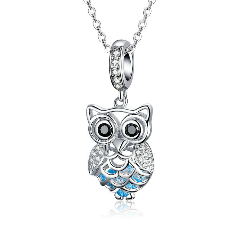 Fashion Necklace Silver And Diamond Owl Necklace