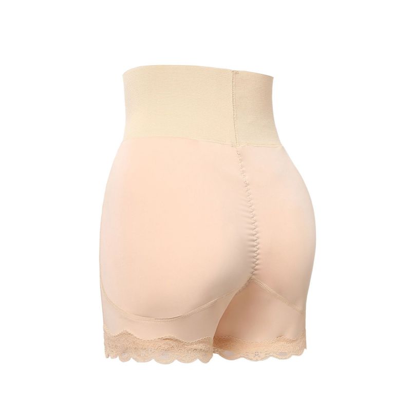 Fashion Apricot Polyester Padded Tummy Control Butt Lifting Pants