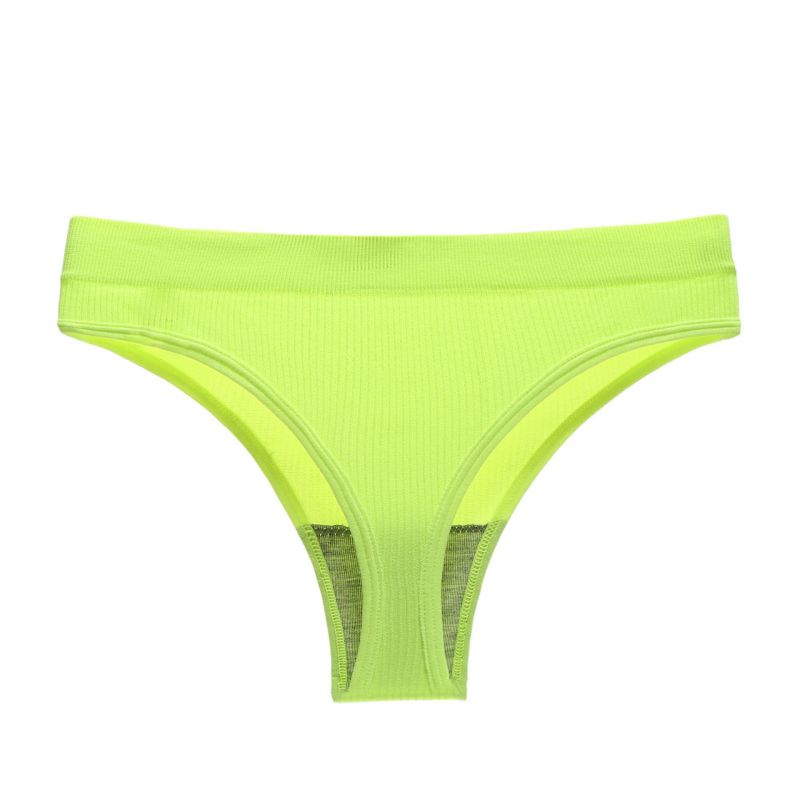 Fashion Fluorescent Green Nylon Knitted Low Waist Underwear