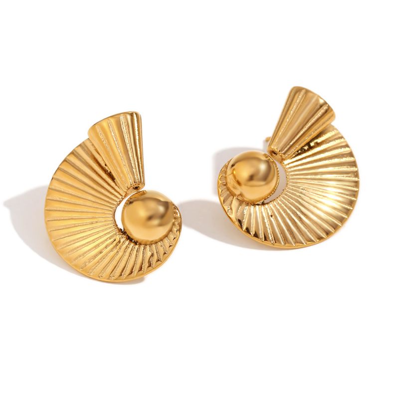 Fashion Gold Stainless Steel Gold Plated Spiral Stud Earrings