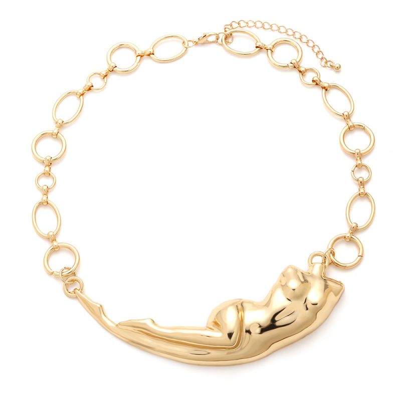 Fashion Gold Alloy Liquid Human Necklace