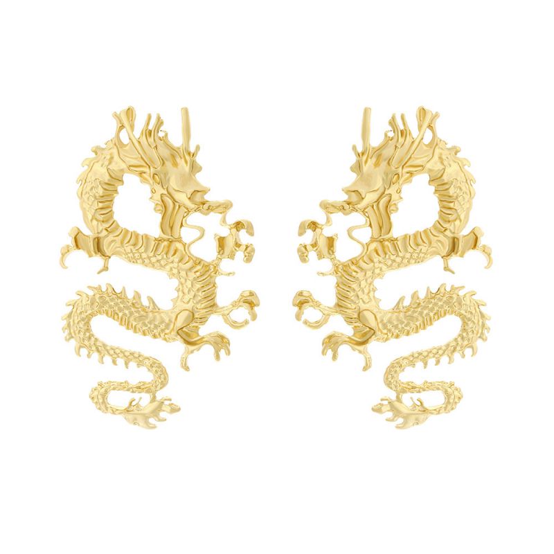 Fashion Gold Three-dimensional Alloy Dragon Earrings