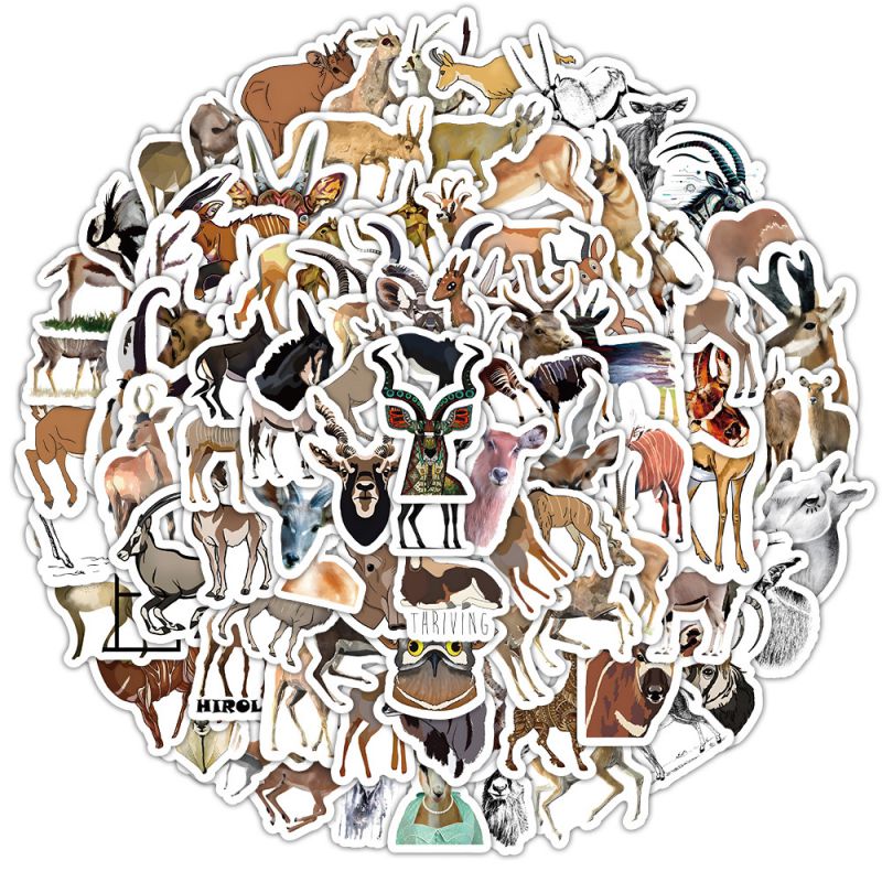 Fashion Antelope-100pcs 100 Cartoon Antelope Waterproof Stickers
