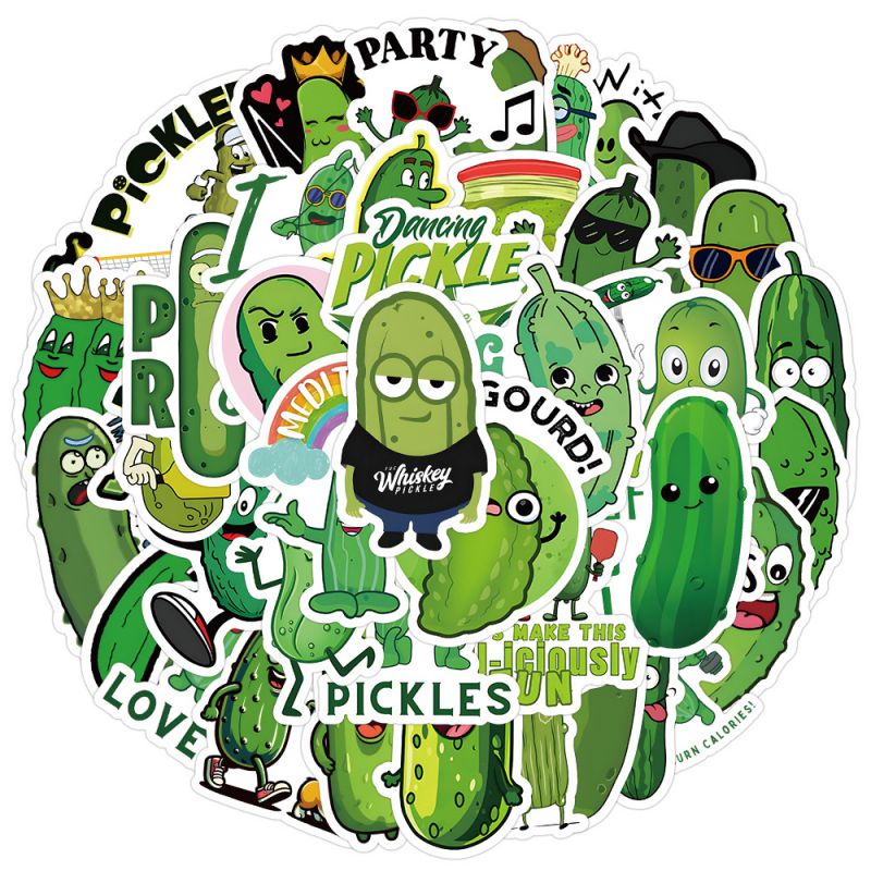 Fashion Cucumber Pickle-53pcs 100 Pieces Of Cucumber Waterproof Stickers