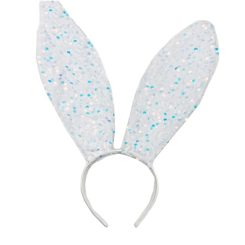 Fashion 5 White Sequin Bunny Ears Headband
