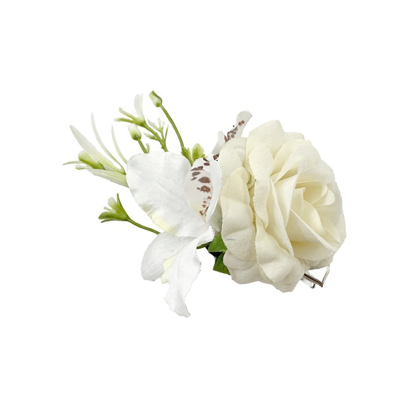 Fashion 5 White Fabric Flower Hairpin