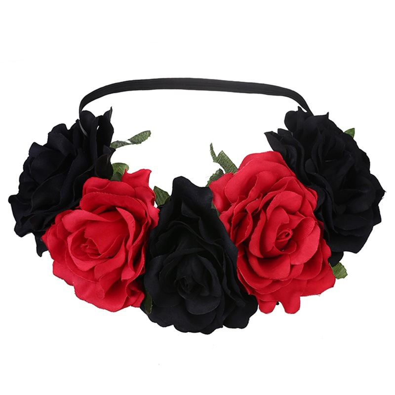 Fashion 3 Black Red Simulated Fabric Three-dimensional Rose Hairband