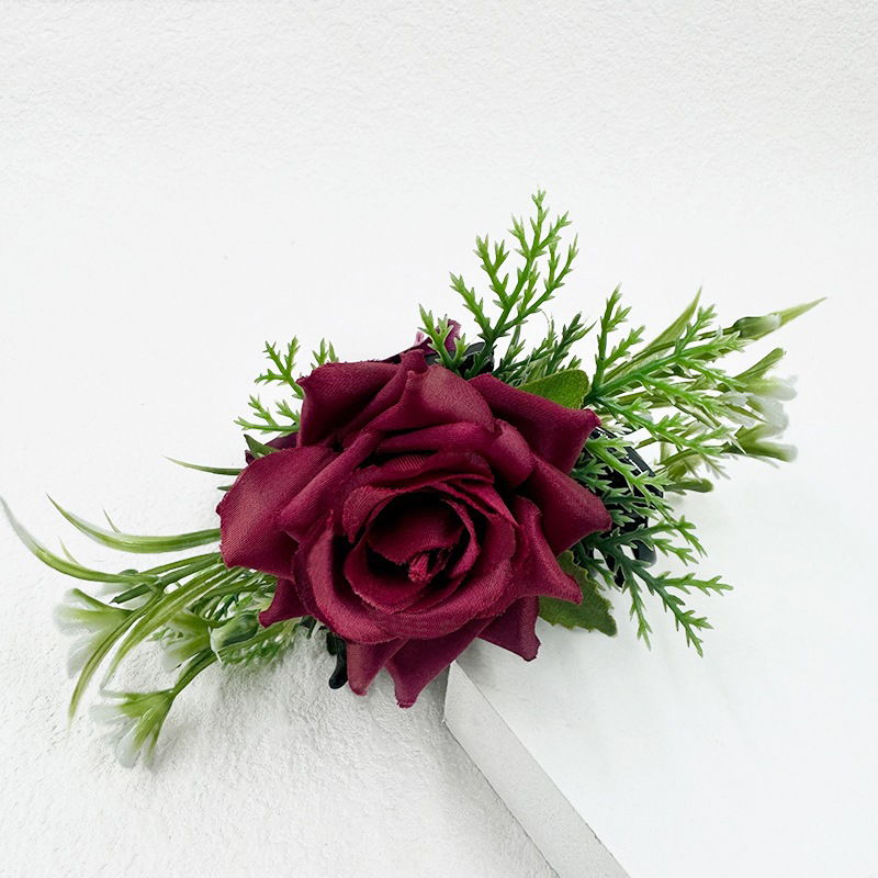 Fashion 7 Deep Red Curled Rosette Clip