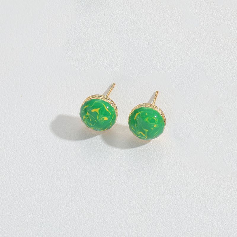 Fashion Green Copper Round Earrings