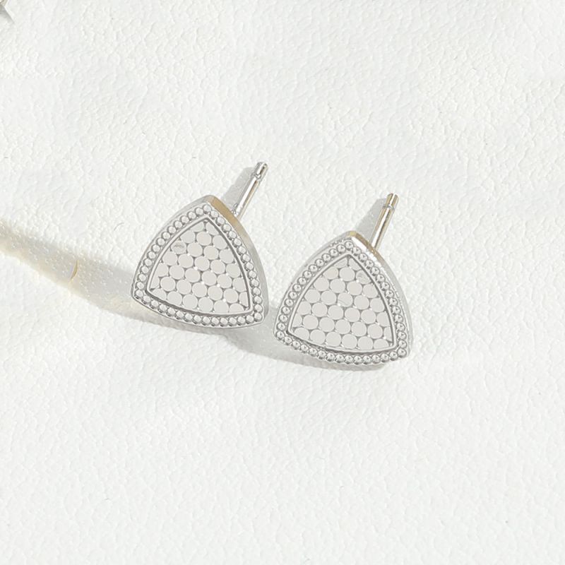 Fashion Triangle (silver) Gold-plated Copper Triangular Stud Earrings