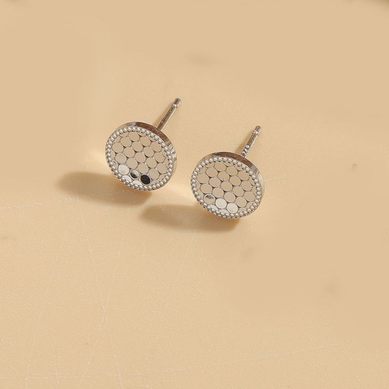 Fashion Round (silver) Copper Round Earrings