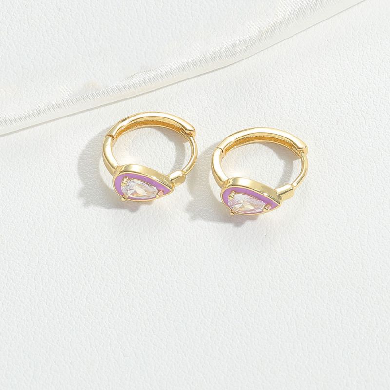 Fashion Purple Copper Drop-shaped Earrings With Diamonds