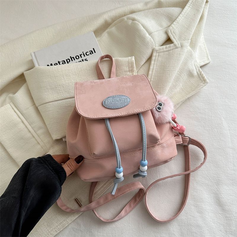 Fashion Pink Belt Pendant Pu Large Capacity Backpack