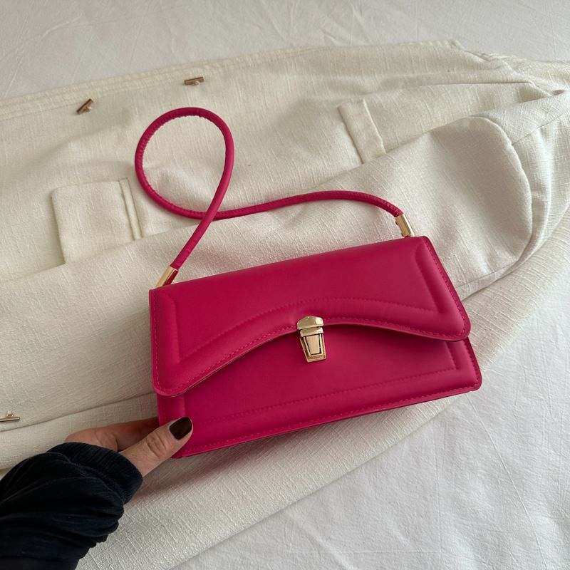 Fashion Rose Pink Pu Flip Shoulder Bag