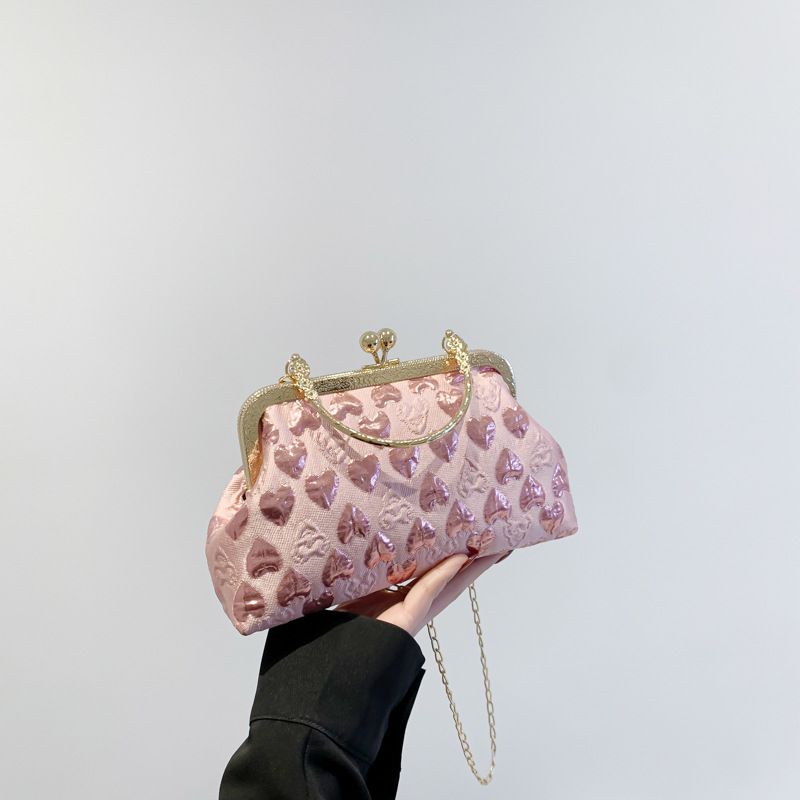 Fashion Pink Pu Clip Crossbody Bag