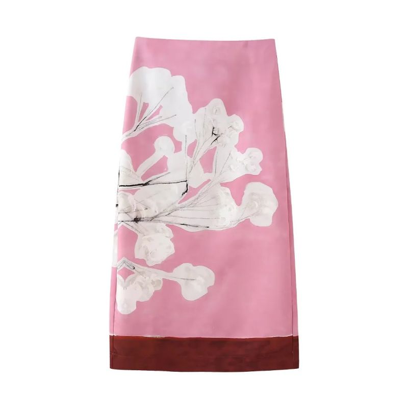 Fashion Pink Blend Print Skirt
