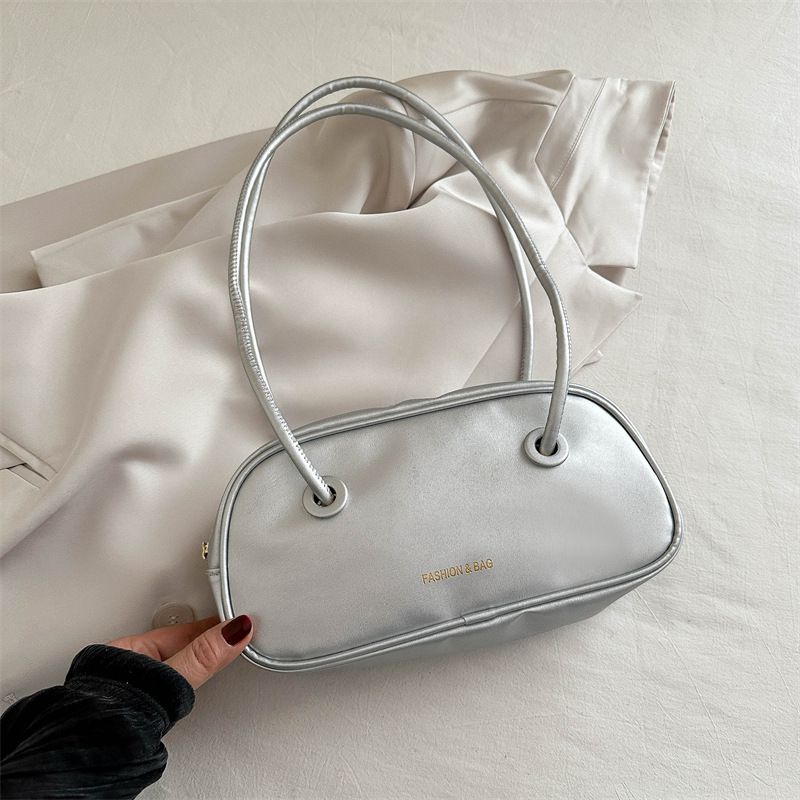 Fashion Silver Pu Large Capacity Handbag