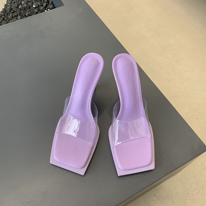 Fashion Violet Stiletto Square Toe Open Toe High Heel Sandals