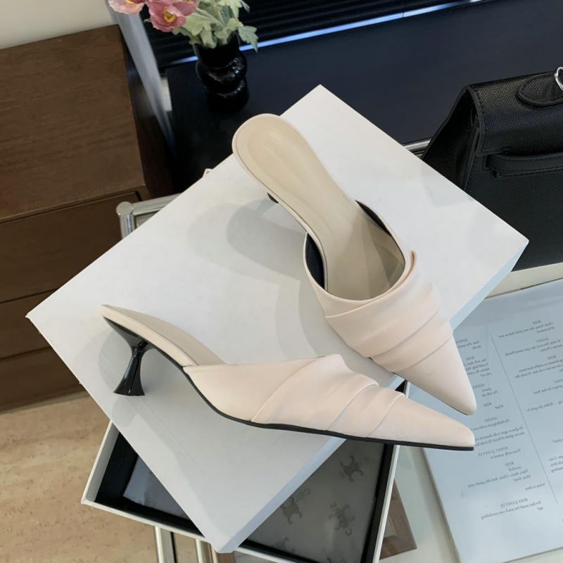 Fashion Apricot Pointed Toe Stiletto Slippers