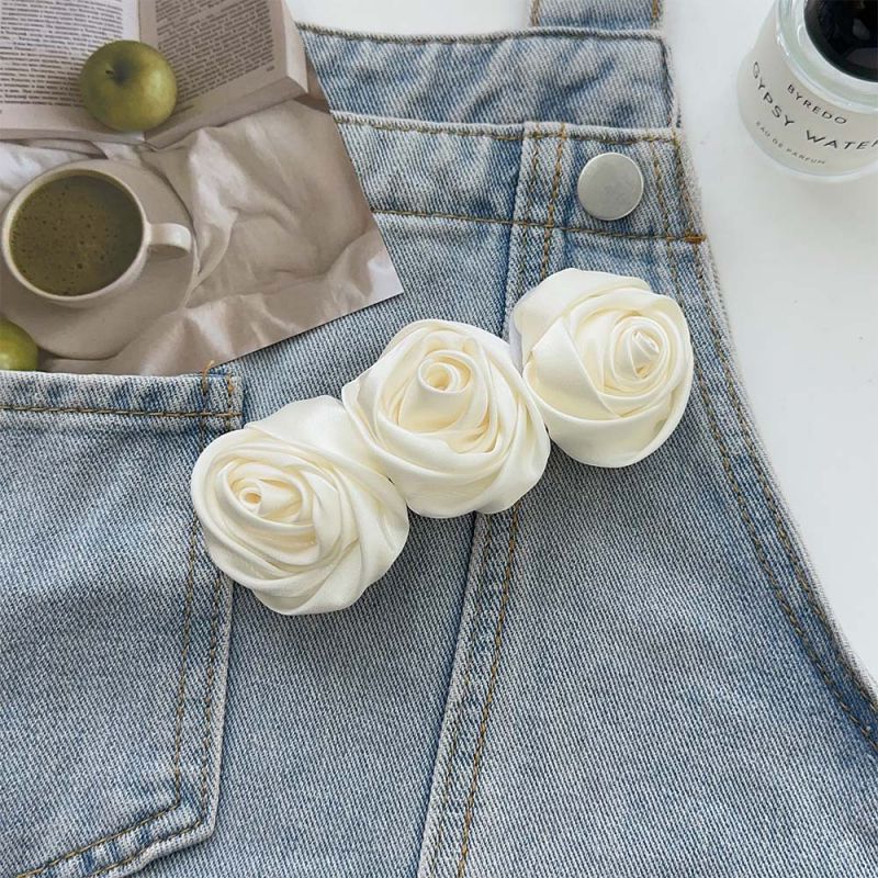 Fashion Satin Style-off-white Fabric Rose Hairpin
