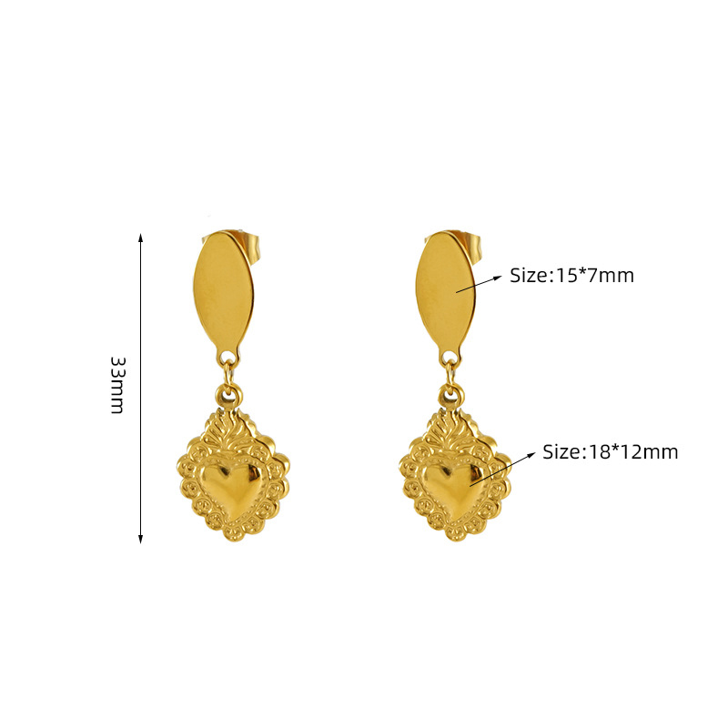 Fashion Gold Titanium Steel Gold-plated Love Earrings