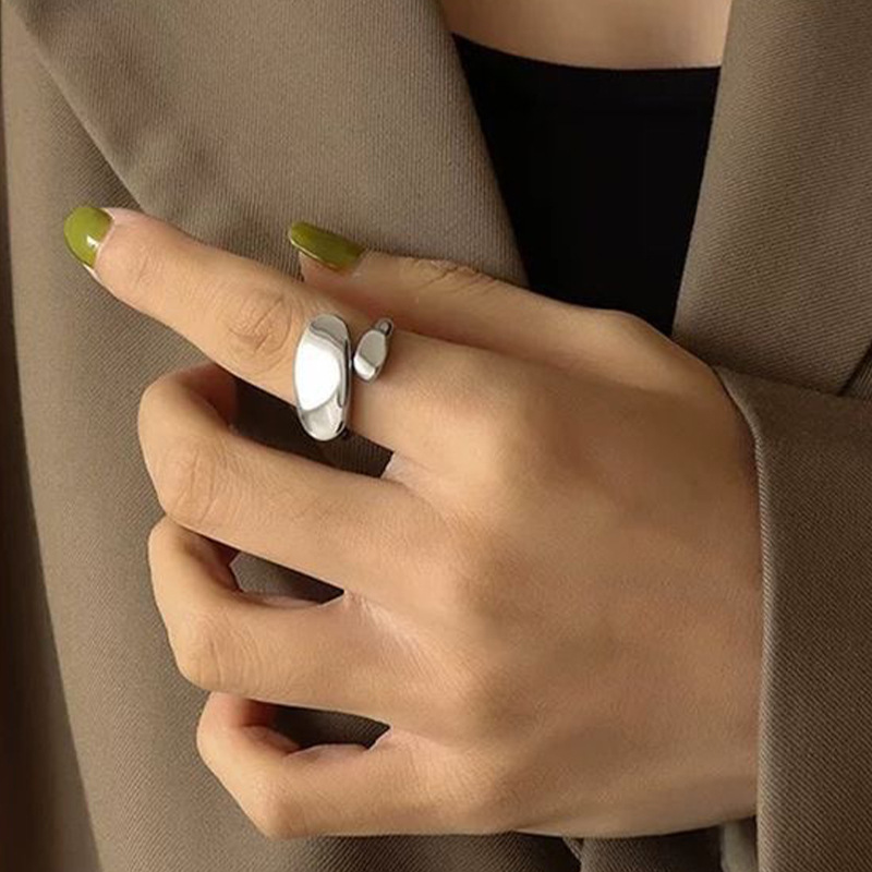 Fashion Silver Metal Special-shaped Glossy Open Ring
