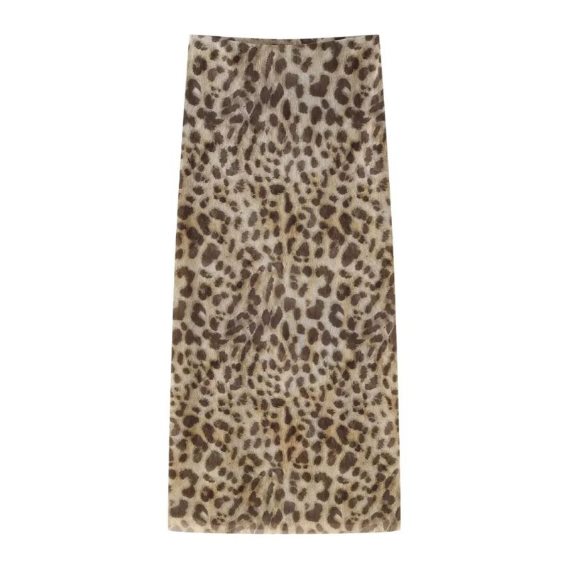 Fashion Leopard Print Polyester Printed Tulle Skirt