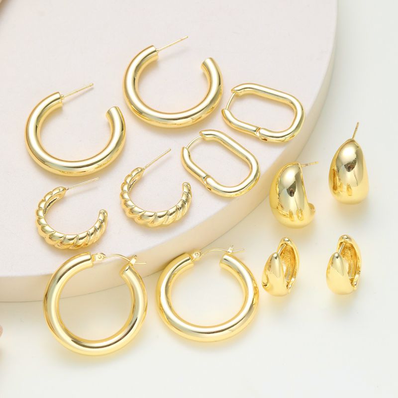 Fashion Gold Alloy Geometric C-shaped Earring Set