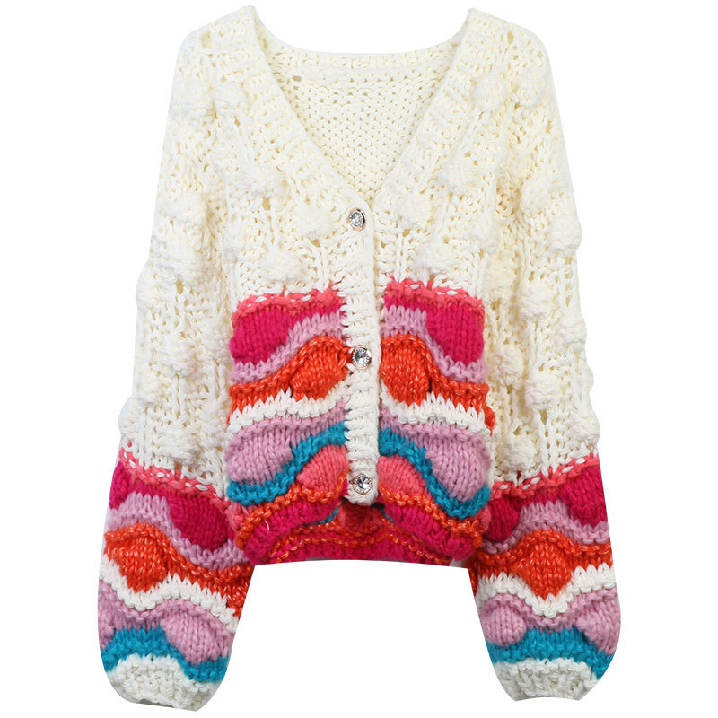 Fashion White 3d Crochet Sweater Cardigan