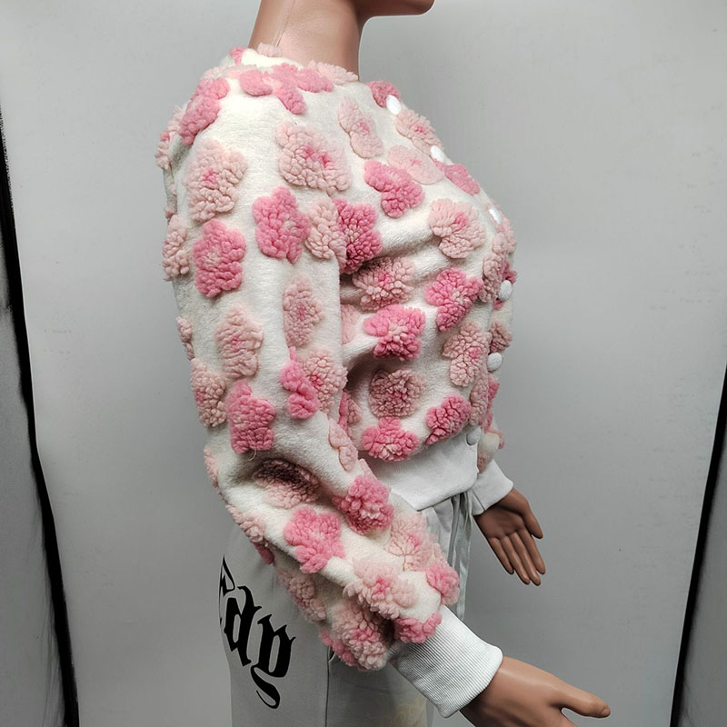 Fashion Peach Polyester Jacquard Jacket