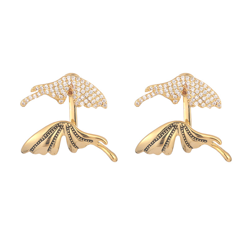 Fashion Micropaved Zirconia Earrings Metal Diamond Geometric Stud Earrings