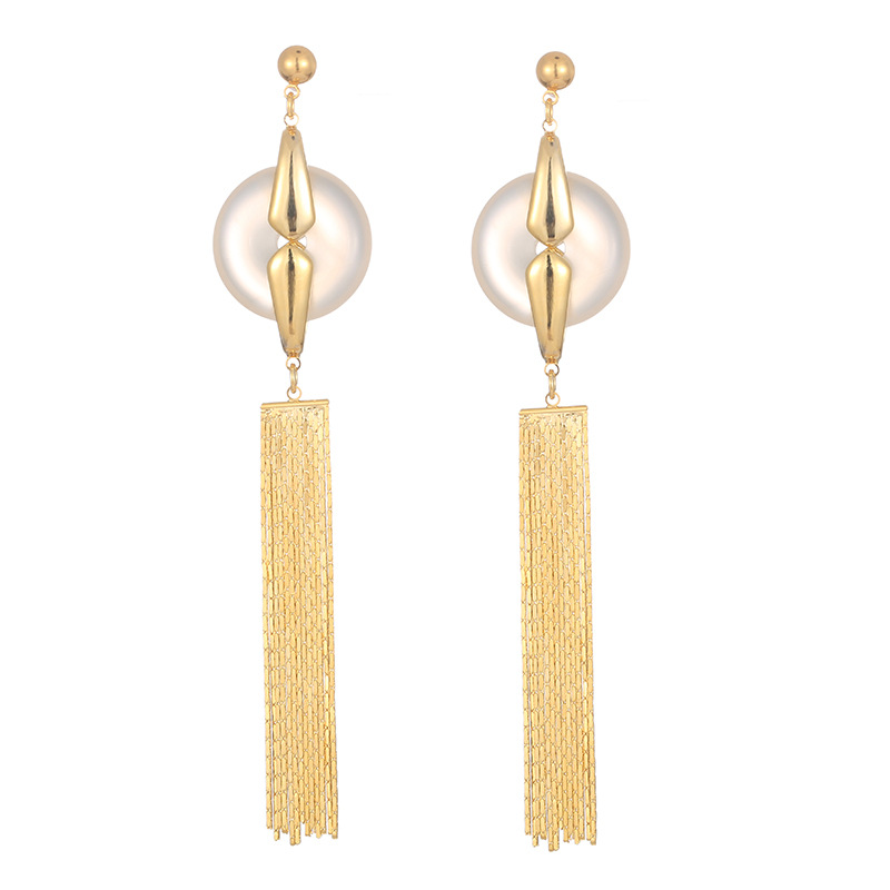 Fashion Gold Copper Geometric Tassel Earrings