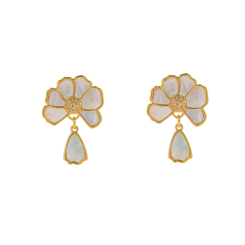 Fashion Flower Shell Earrings Metal Shell Flower Earrings