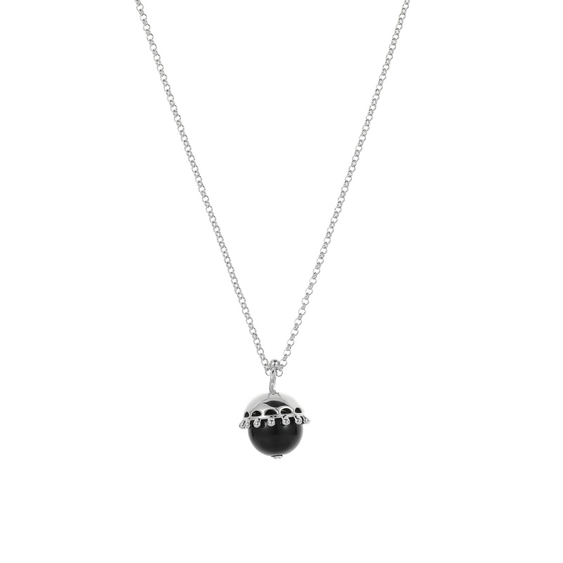 Fashion Black Onyx Pendant Metal Geometric Agate Necklace
