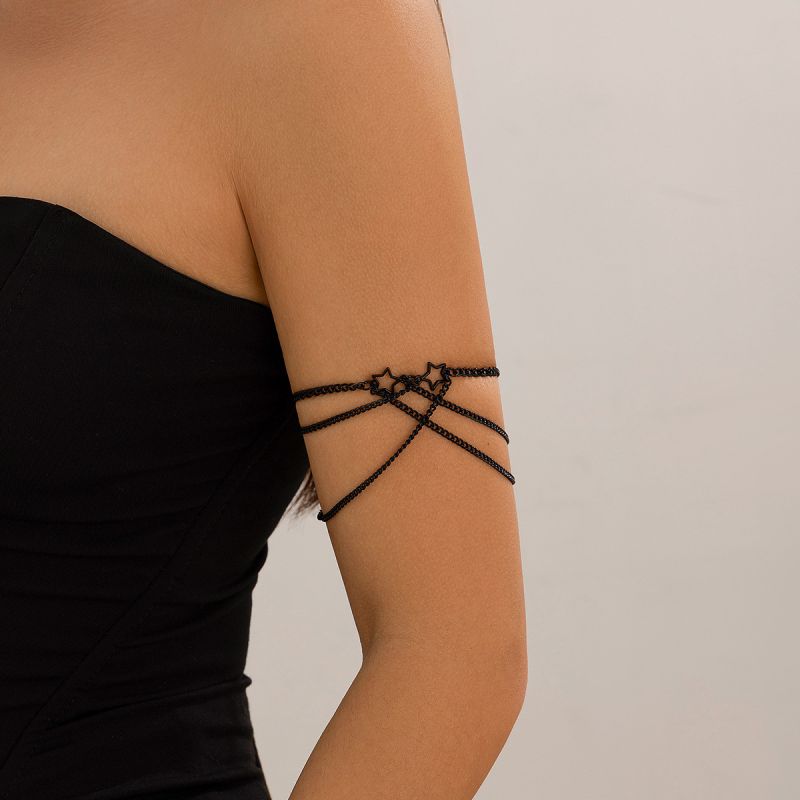 Fashion Black Alloy Geometric Chain Arm Chain