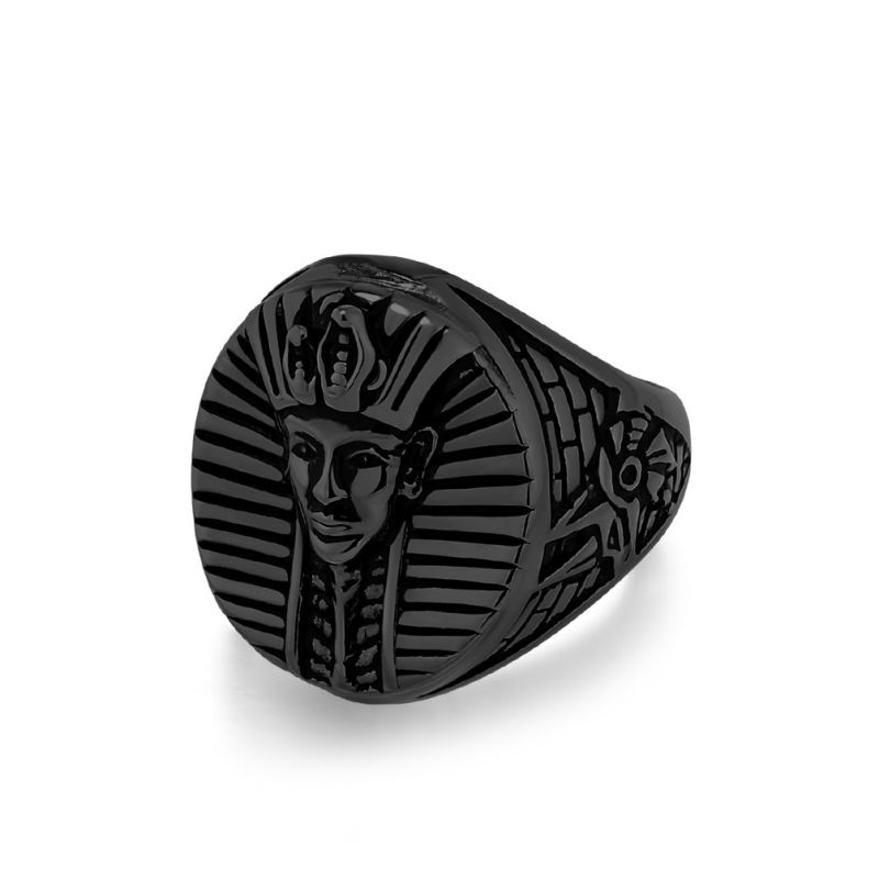 Fashion Black Stainless Steel Pharaoh Men's Ring