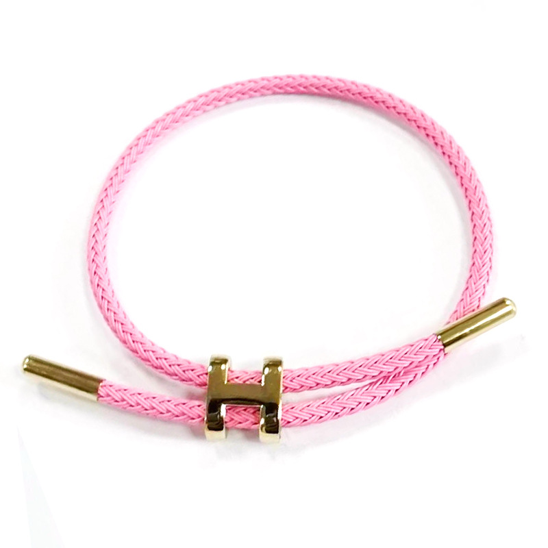 Fashion Pink Wire Rope Braided Letter Bracelet