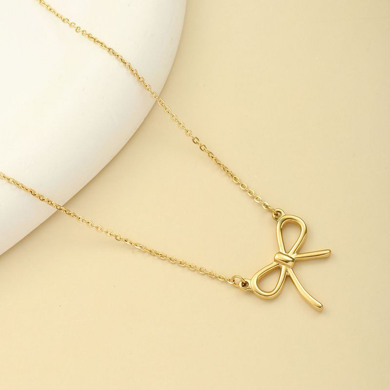 Fashion Bow Necklace Stainless Steel Bow Necklace